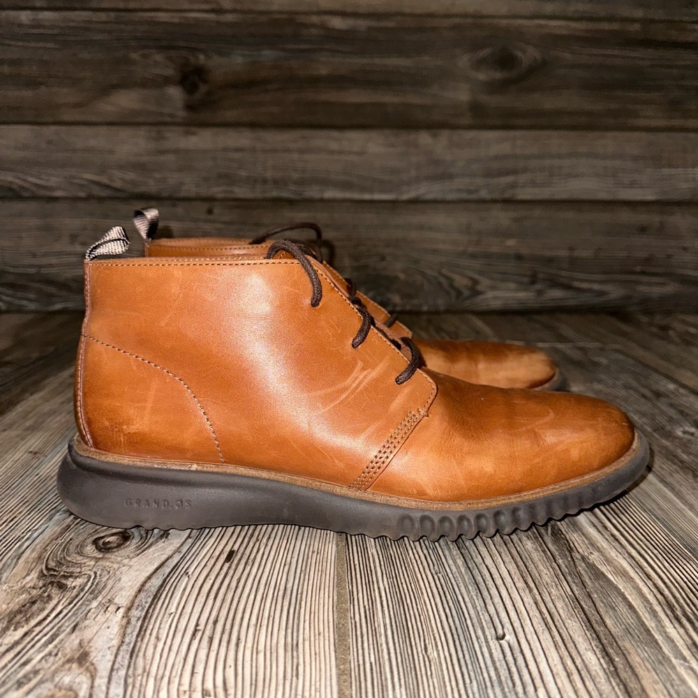 Cole Haan Chukka Men's Brown Leather Ankle Boots Zerogrand Booties Size 8.5 Lace